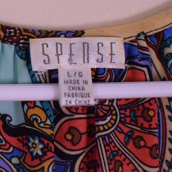 Spense Women's Paisley Open Bell Sleeve Oversized Multicolor Blouse Top - Size L - Picture 8 of 9